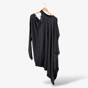 Aryasense Lagenlook Tunic Size XL Charcoal Gray Cutout Long Sleeve Asymmetrical